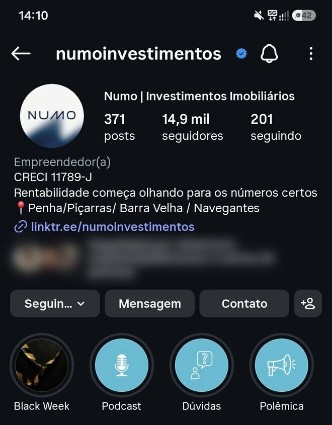 Perfil da @numoinvestimentos no Instagram: 371 posts, 14,9 mil seguidores, CRECI 11789-J